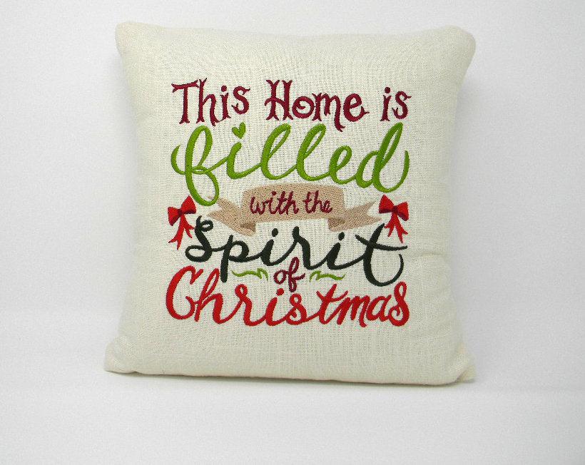 Spirit of Christmas Embroidered Pillow