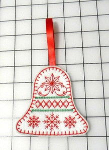 Embroidered felt Christmas ornament/gift tag -Nordic Inspired