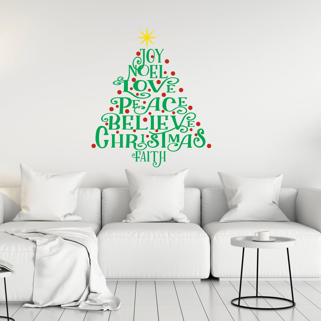 Christmas Wall Decal - Christmas Tree Word Art