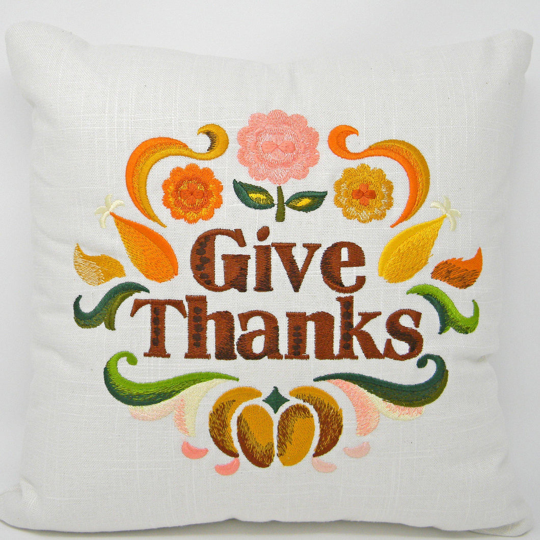 Embroidered Thanksgiving Pillow - Give Thanks