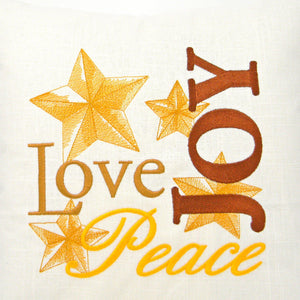 Embroidered Chirstmas Pillow - Love Joy Peace