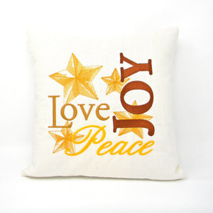 Embroidered Chirstmas Pillow - Love Joy Peace