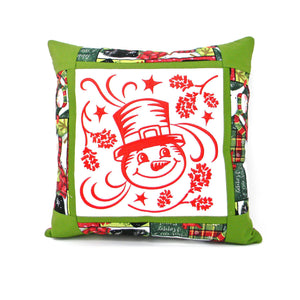 Embroidered Chirstmas Pillow - Snowman