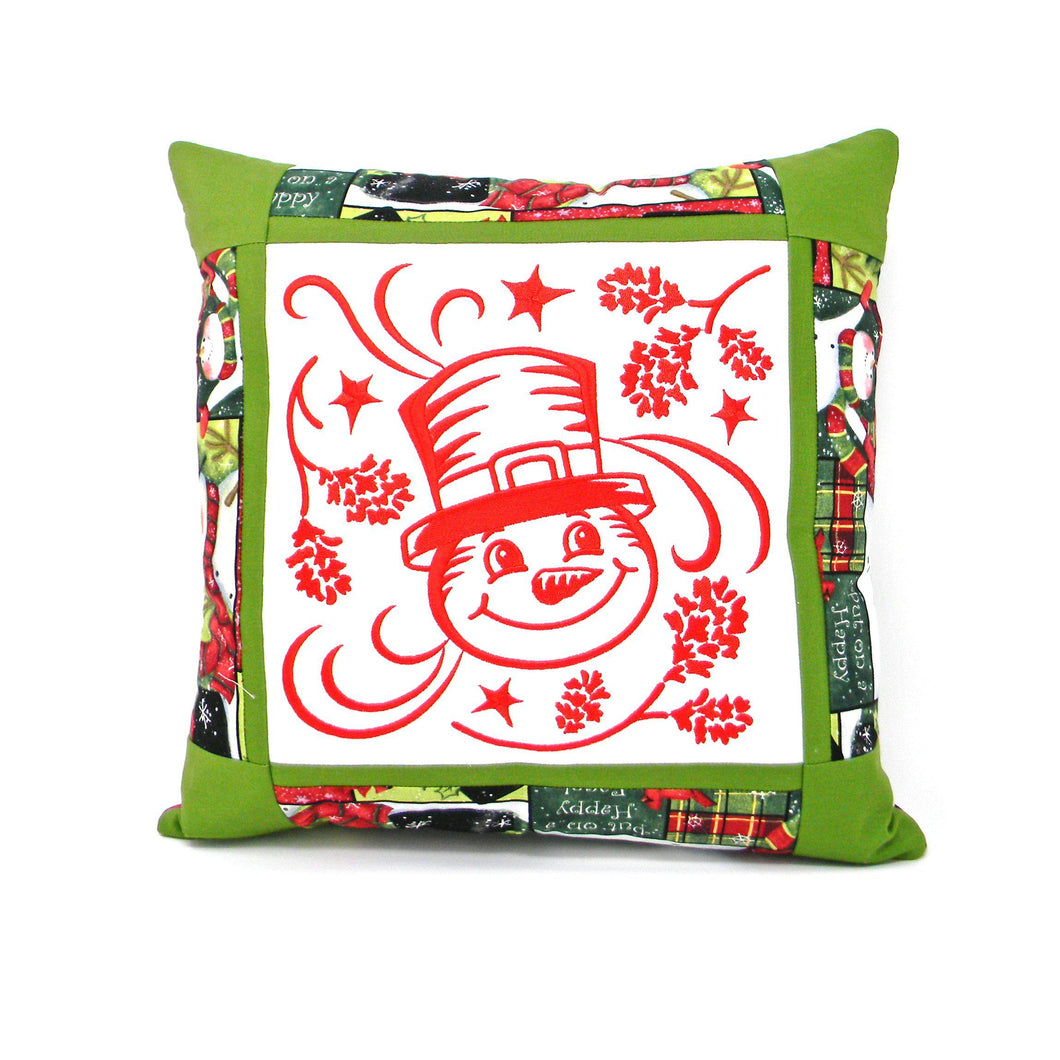 Embroidered Chirstmas Pillow - Snowman