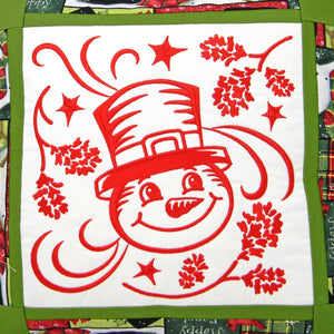 Embroidered Chirstmas Pillow - Snowman