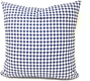 Construction reading pillow with pocket - Blue checked fabric