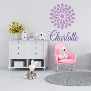 Flower and Name   Wall Decal