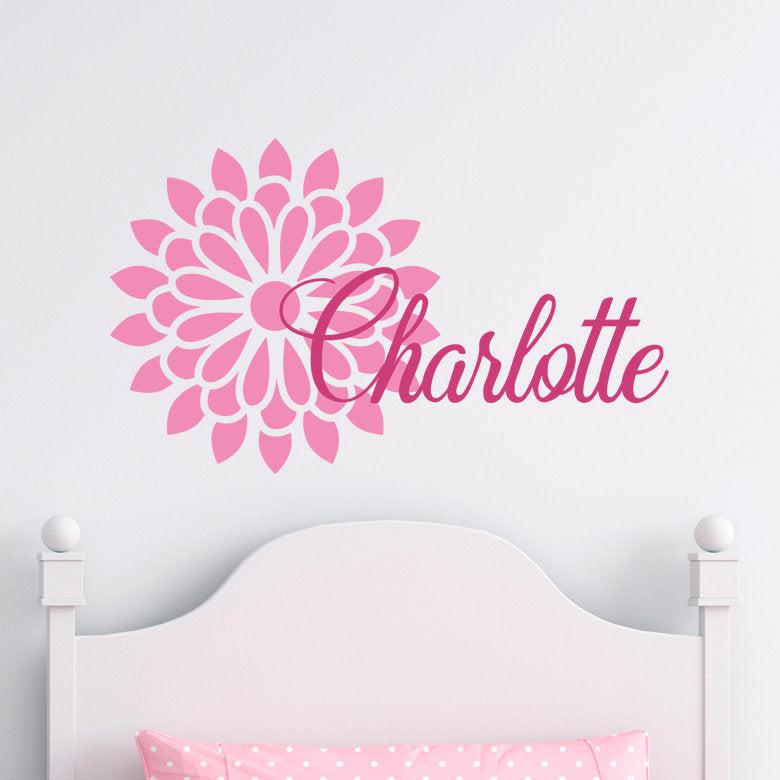 Flower and Name   Wall Decal