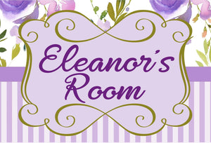Personalized Name Sign - Purple, Lavender Floral Design