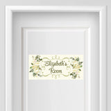 Personalized Name Sign - Girl Design - Olive and Cream Floral