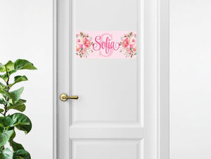 Personalized Name Sign - Pink Floral For Girl