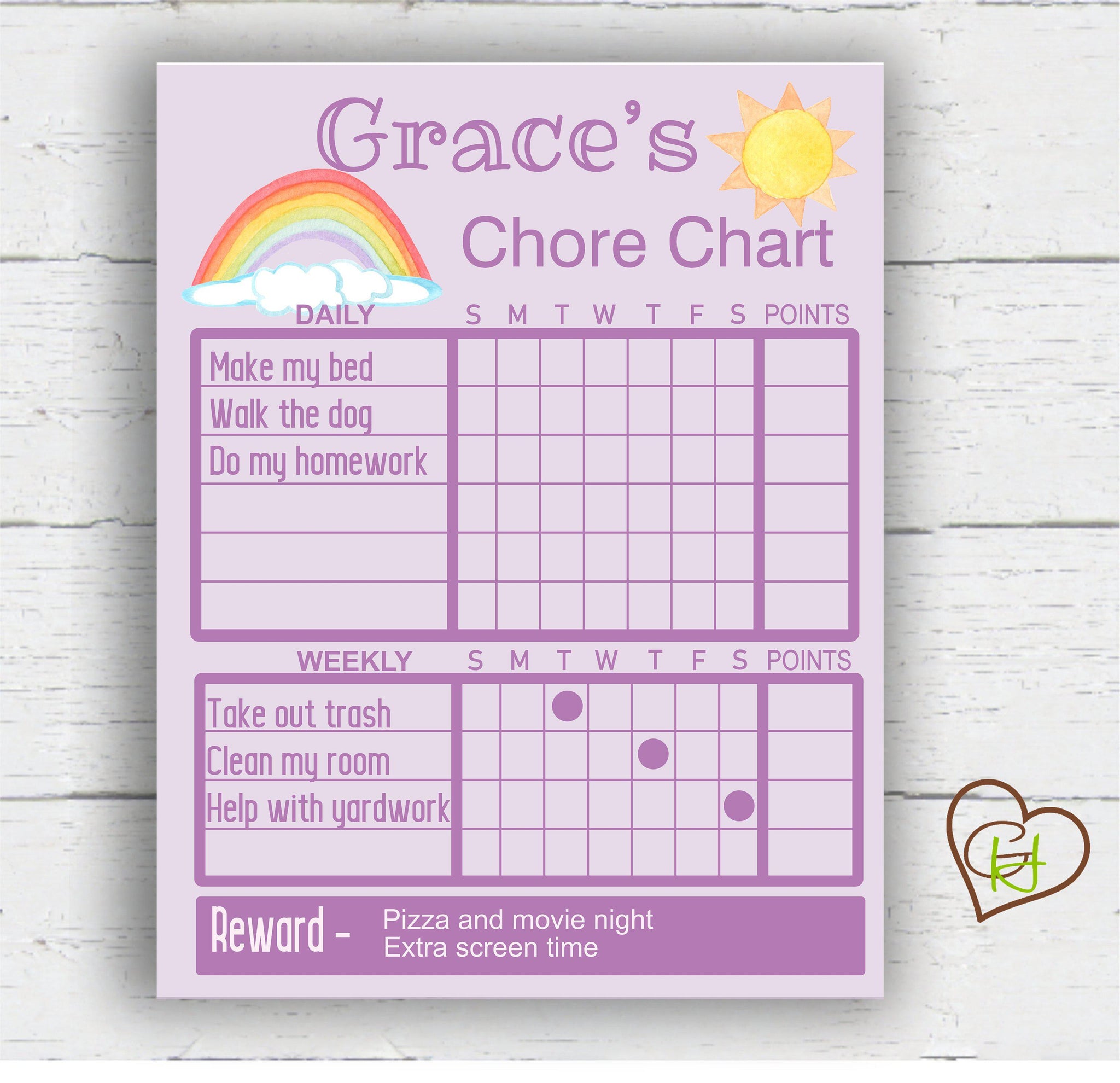 Printable Rainbow Chore Chart - Printable –