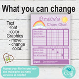 Weekly-Daily Rainbow Chore Chart - Digital Download