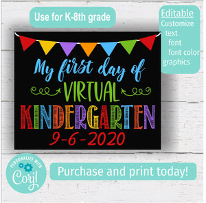 First Day of Virtual School - Editable