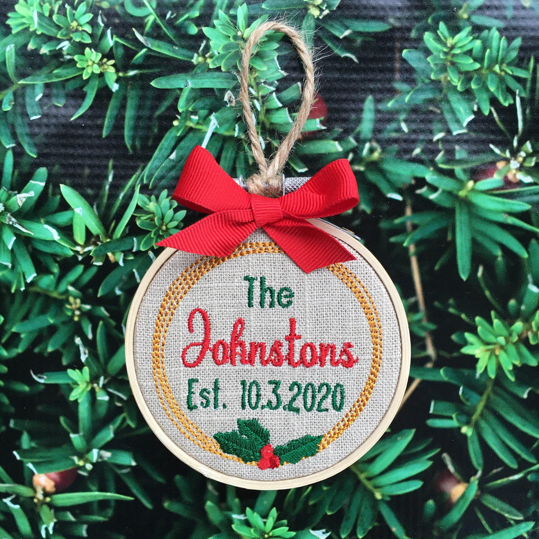 Personalized Wedding Memory Ornament - Embroidered