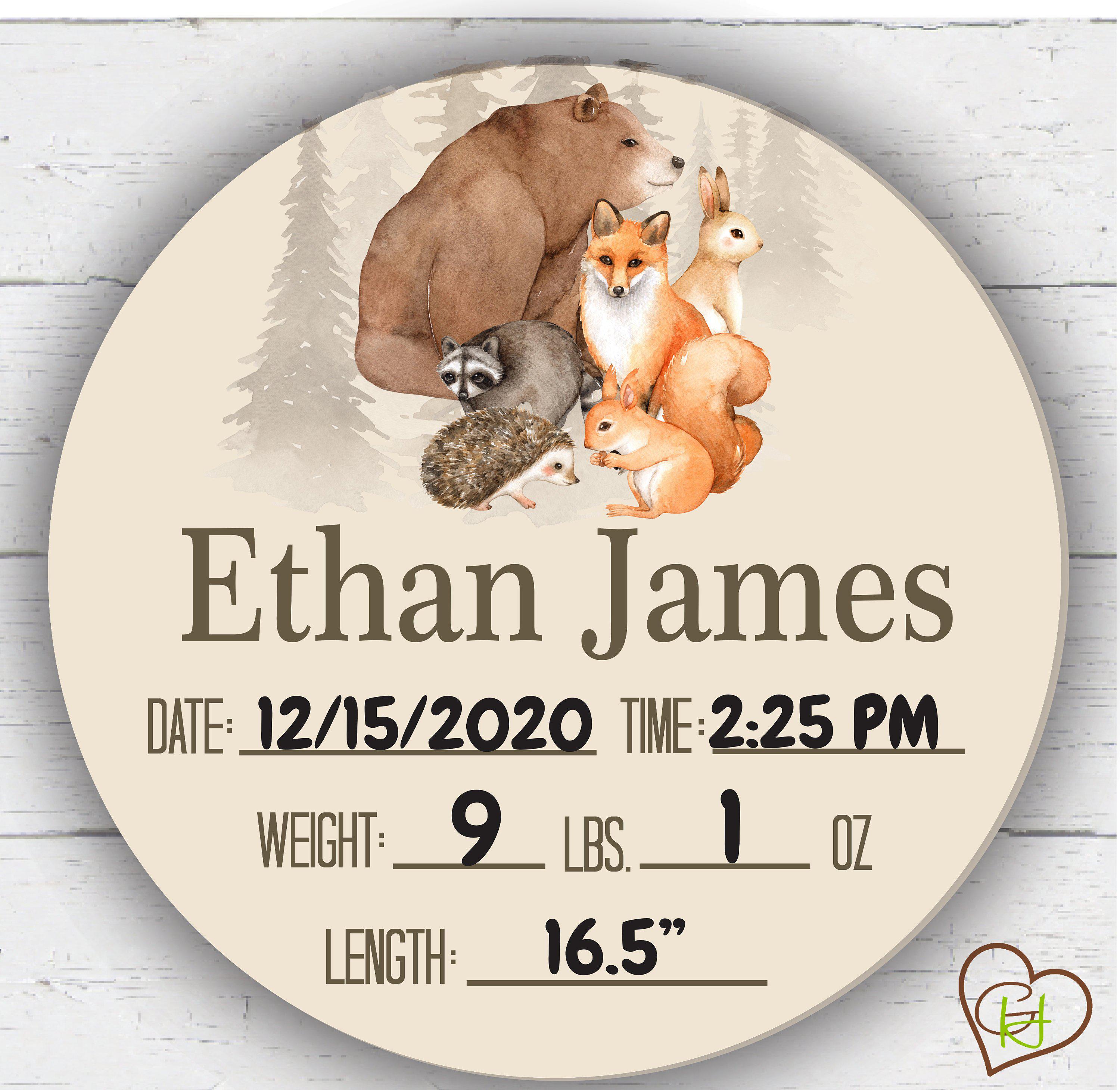Birth Stat Sign - Woodland Animals