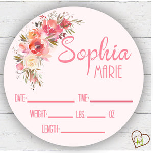 Birth Stat Sign - Pink floral
