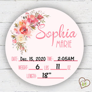 Birth Stat Sign - Pink floral