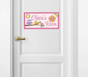 Personalized Printed Door Decal - Owls