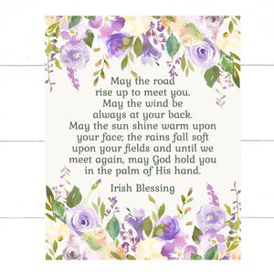 Irish Blessing Wall Décor - Lavender Floral Watercolor Keepsake