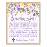 Baptism Wall Décor - Personalized Lavender Floral Keepsake For Girls