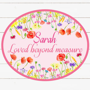 Personalized Printed Wall Decal - Pink Wildflowers