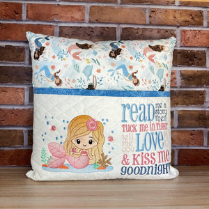 Blue Mermaid Reading Pillow With Pocket
