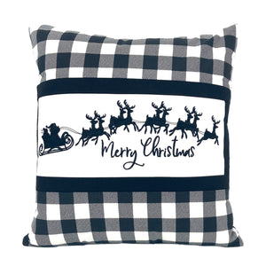 Buffalo Check Christmas Pillow - Embroidered