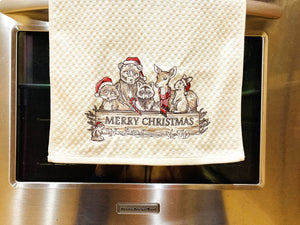 Christmas Towel, Embroidered Woodland Animals