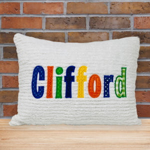personalized pillow for kids - primary colors applique name 
