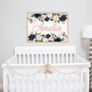 Personalized Navy and Blush Wall Decor