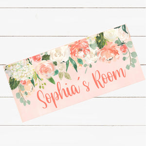 Personalized Name Sign -  Peach Floral