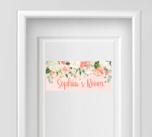 Personalized Name Sign -  Peach Floral