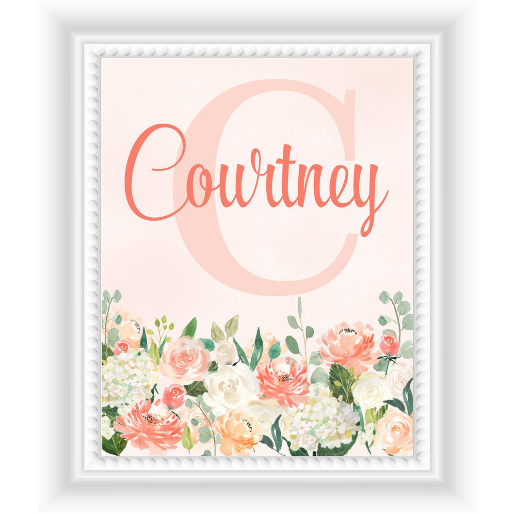 Personalized Name And Initial Wall Art - Peaches And Cream Design