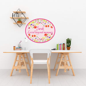 Personalized Printed Wall Decal - Pink Wildflowers-Printed Decal-Grateful Heart Designs