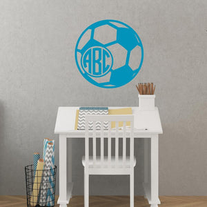 Personalized Wall Decal - Monogram and Soccer Ball-Wall Decal-Grateful Heart Designs