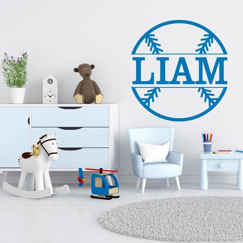 Personalized Wall Decal - Name & Baseball-Wall Decal-Grateful Heart Designs