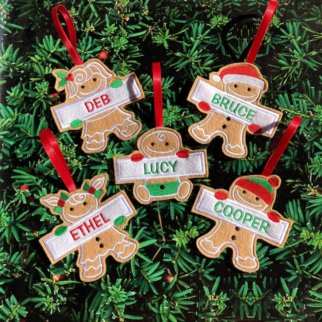 Personalized Family Christmas Ornaments - Embroidered