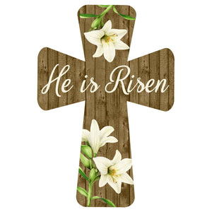 Grateful Heart Designs Printed Decal Printed Door Decal - He Is Risen Easter Cross
