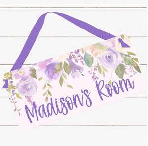 Personalized Name Sign -  Purple Floral