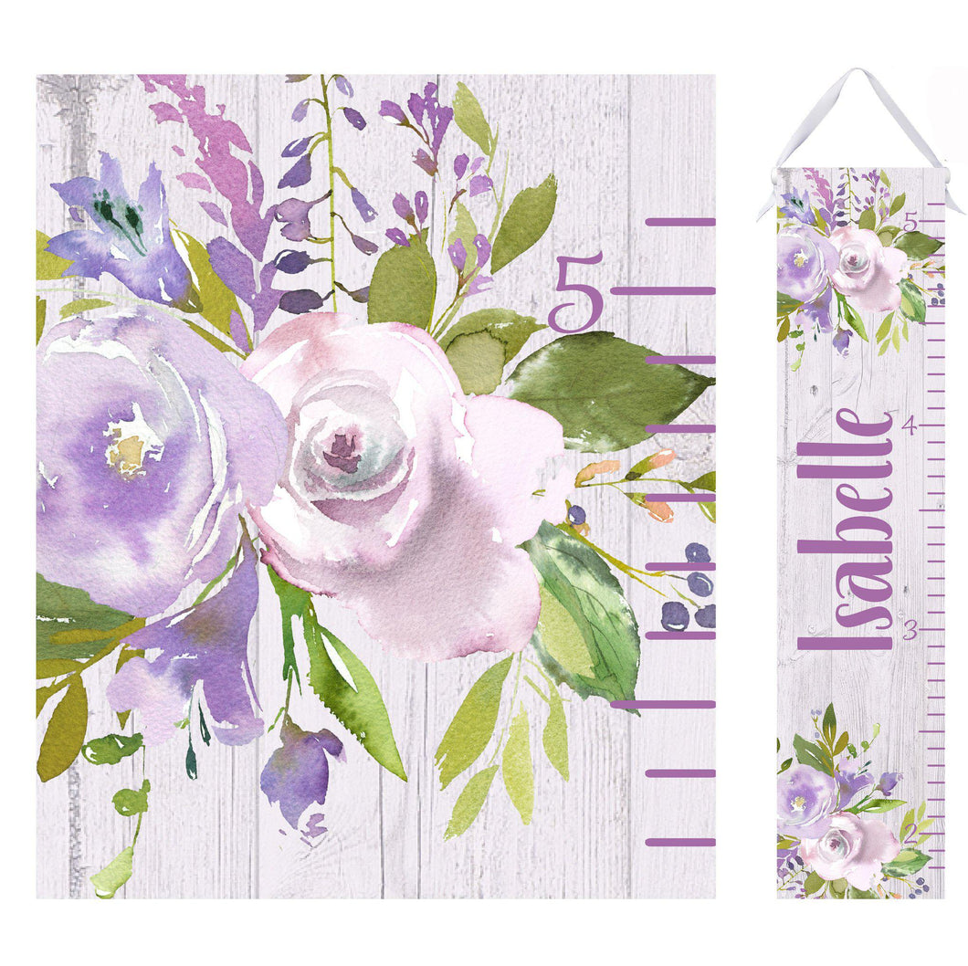 Lavender Floral Growth Chart - Personalized