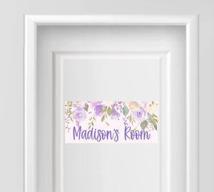 Personalized Name Sign -  Purple Floral