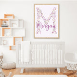 Personalized Lavender Floral Initial And Name Wall Decor