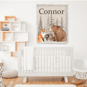 Personalized Woodland Animals Wall Art For Boys