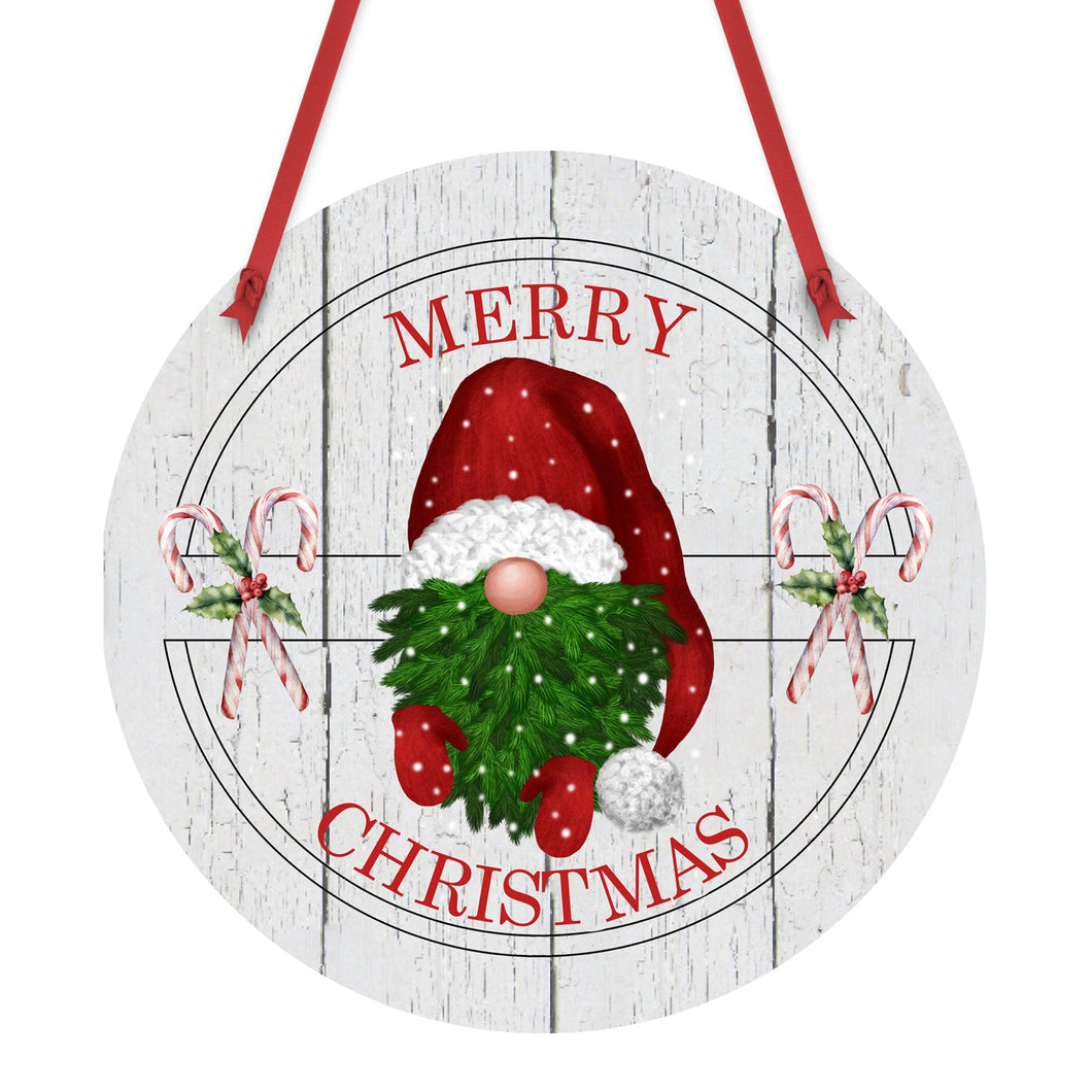 Round Gnome Door Sign - Merry Christmas