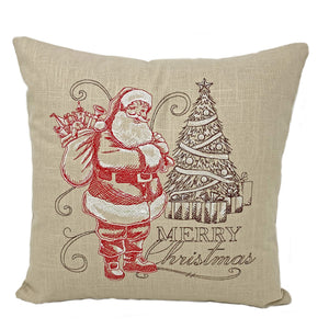 Embroidered Santa Christmas Pillow