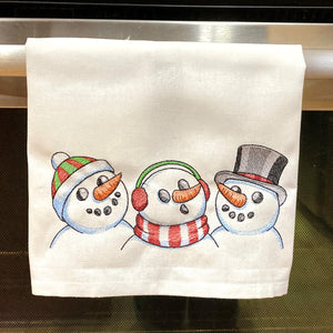 Christmas Towel, Embroidered Snowmen