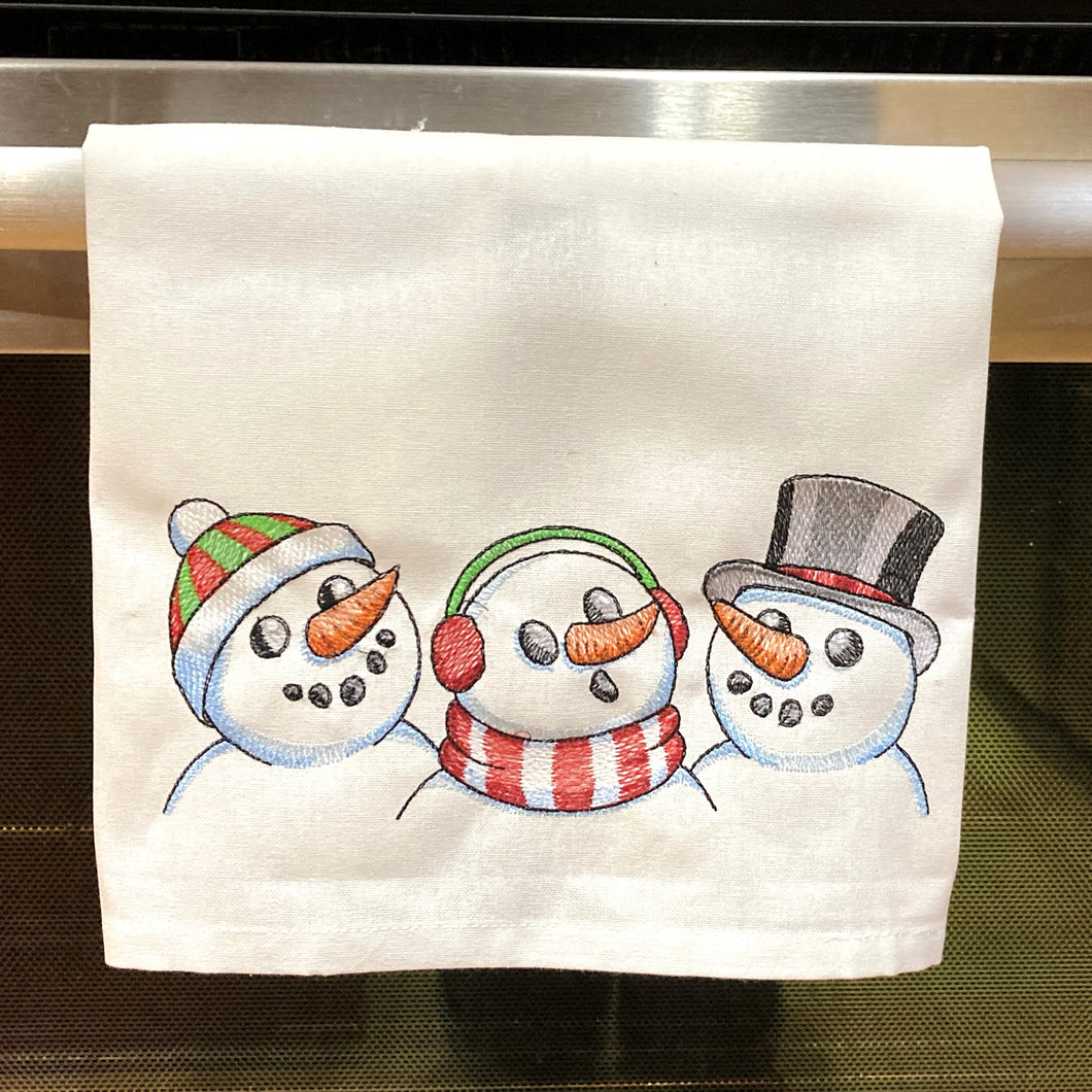 Christmas Towel, Embroidered Snowmen