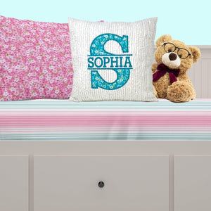 Personalized  Teal Name Pillow for Girl