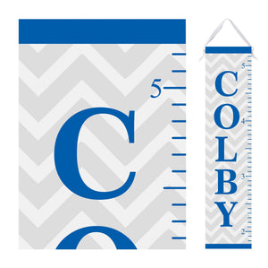Personalized Blue and Grey Chevron Growth Chart